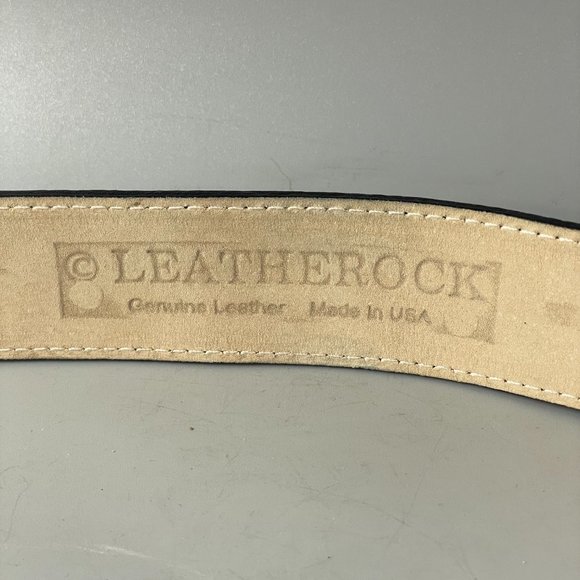 Western Inspired Genuine Leather belt by Leatherock, Oval Brass Buckle main image 5